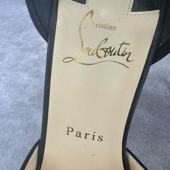 Christian Louboutin Crepe Satin Raissa 100 Ankle Strap Pumps 40 Black - Picture 6 of 9